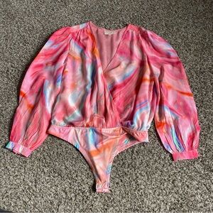 Rococo Sand REVOLVE Davina Bodysuit Women’s XL Pink Orange Top Beach Resortwear